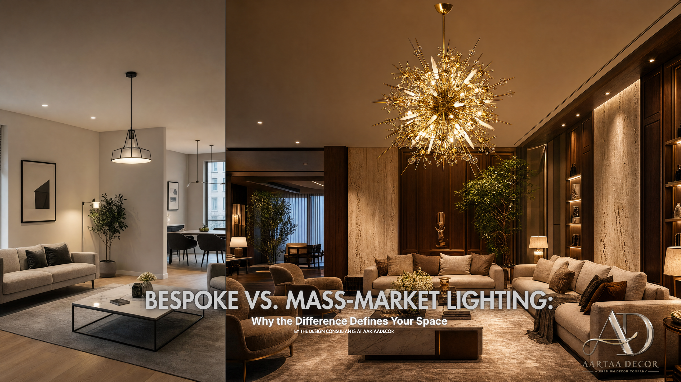 Discover why bespoke handcrafted lighting offers superior craftsmanship, exclusivity, and long-term value compared to mass-market fixtures. Explore luxury lighting insights from Aartaa Decor.