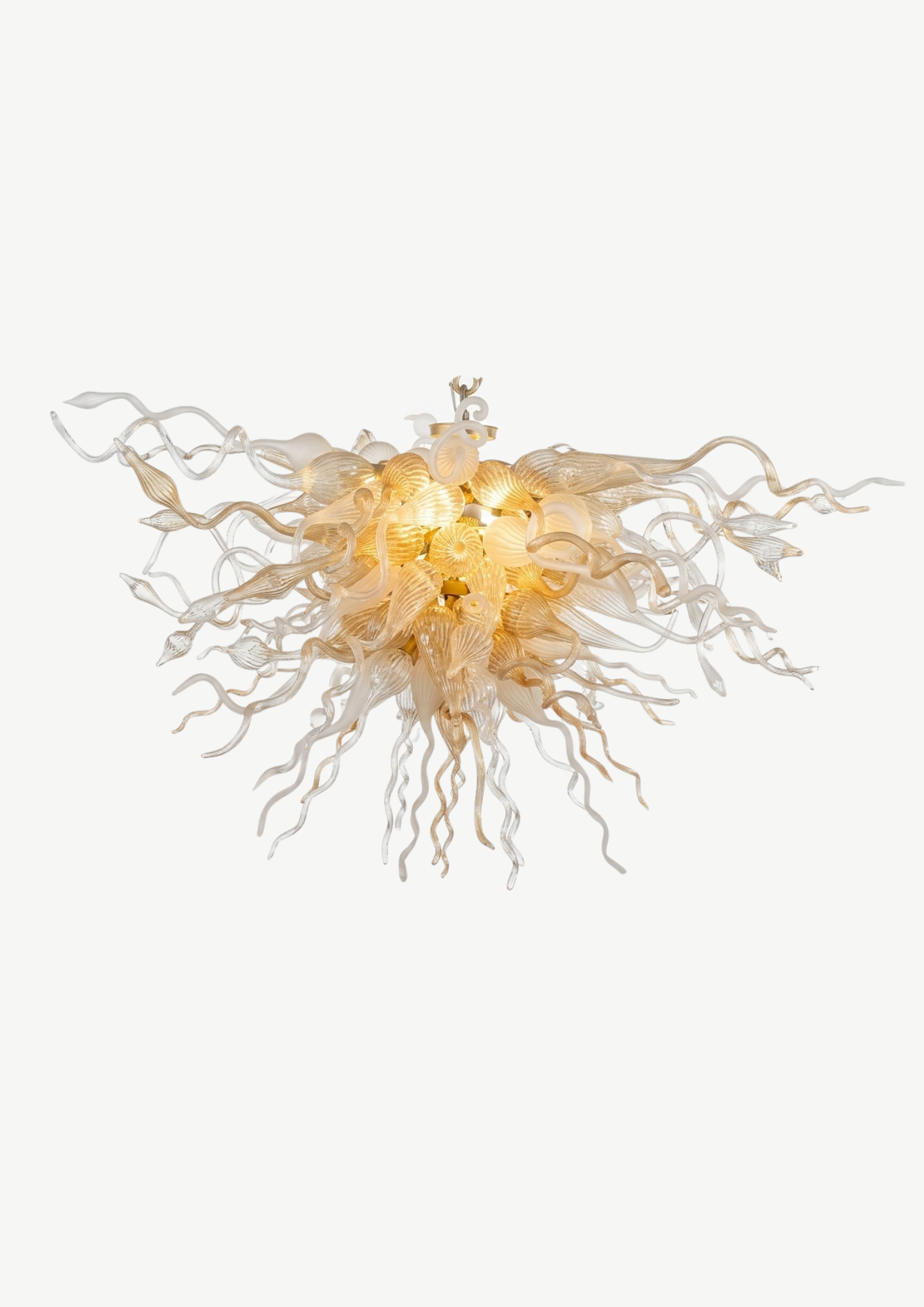 Decorative ceiling light fixture with a floral design on a white background
