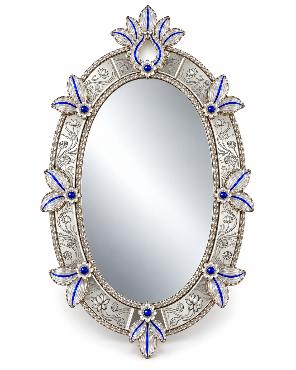 Neelpadma Handcrafted Lotus Oval Mirror