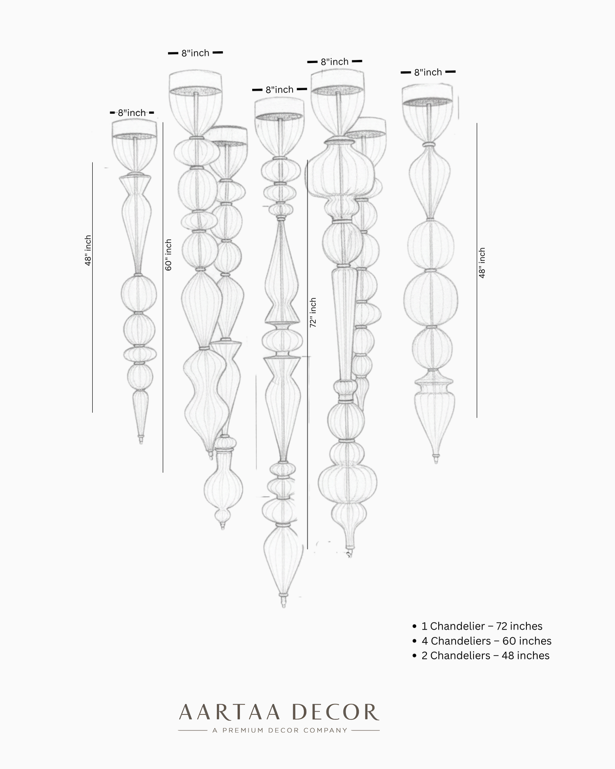 The Imperial Symphony — Set of 7 Handcrafted Chandeliers