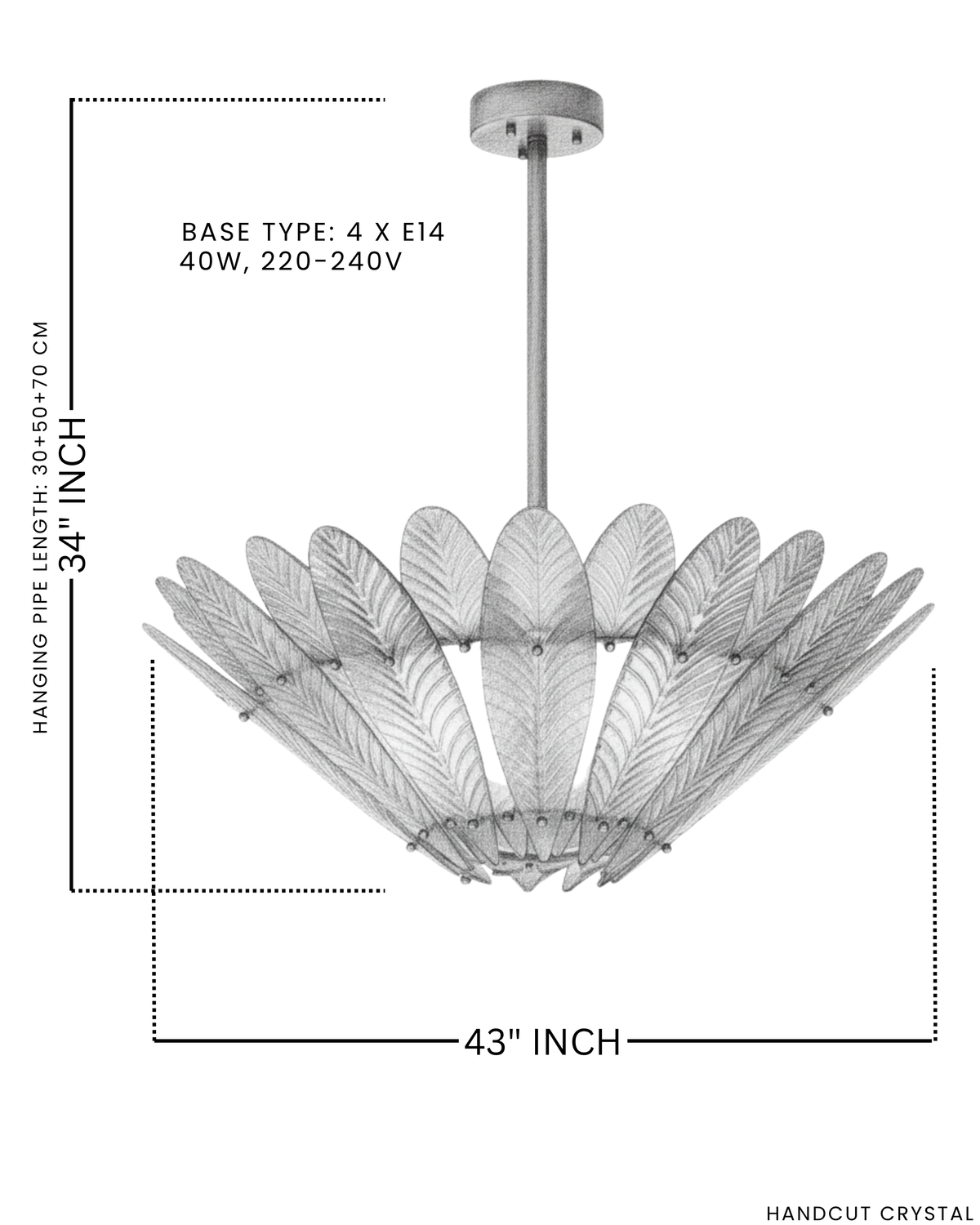 Mayuri Crystal Brass Chandelier