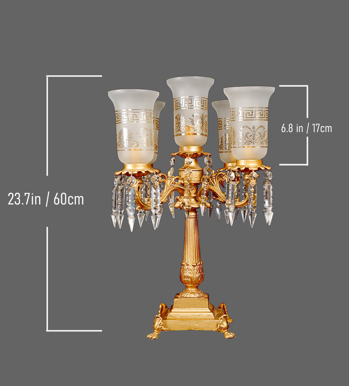 Crystal and Gold Five-Tiered Table Lamp - Aartaa decor