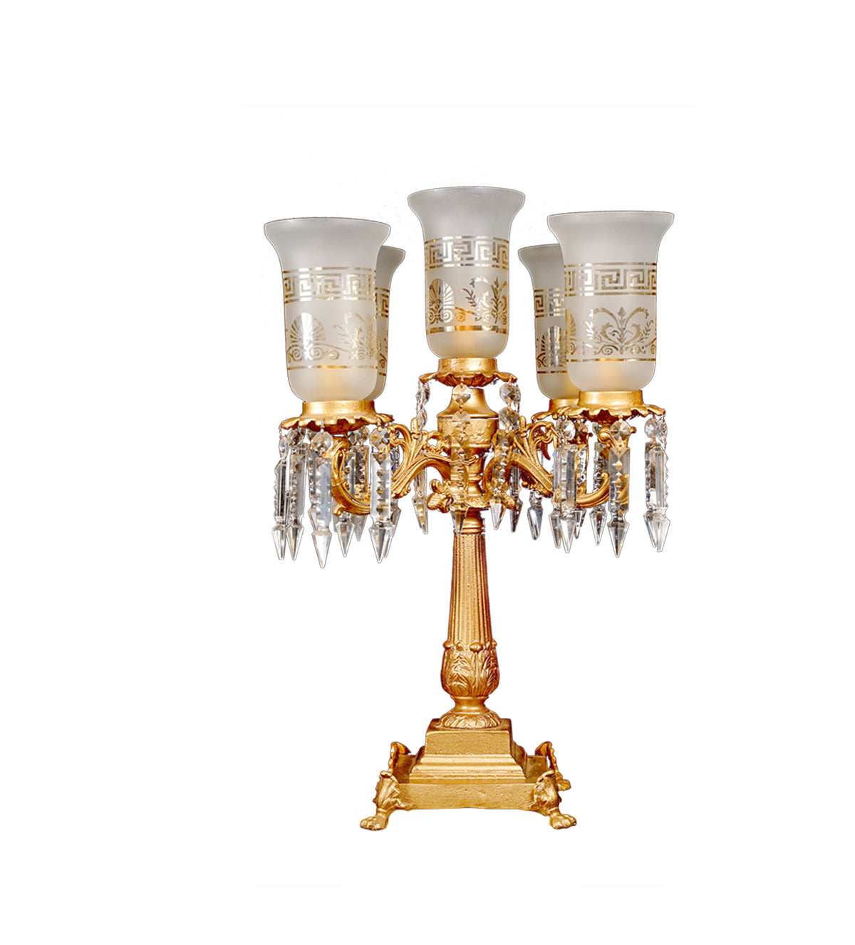 Crystal and Gold Five-Tiered Table Lamp - Aartaa decor