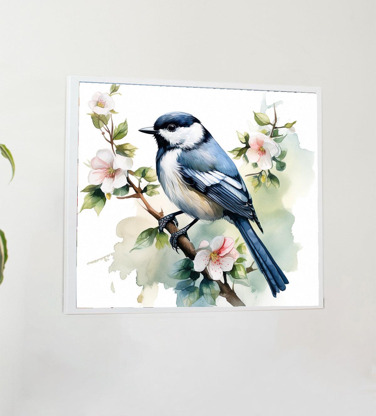 Painting of a Delightful Blue Bird - Aartaa decor