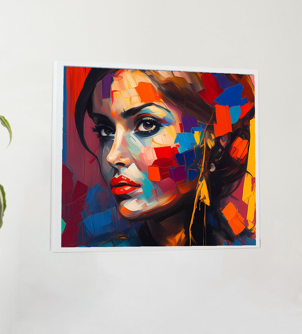 GEOMETRIC ART OF GIRL FACE PORTRAIT WALL ART IMAGE - Aartaa decor