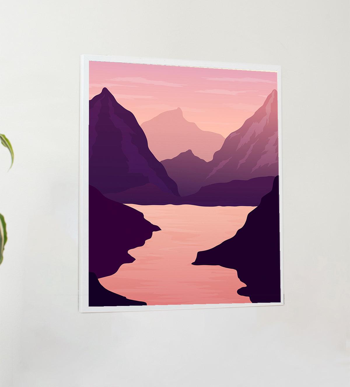 •	Stunning mountain landscape Warm Pink Look - Aartaa decor