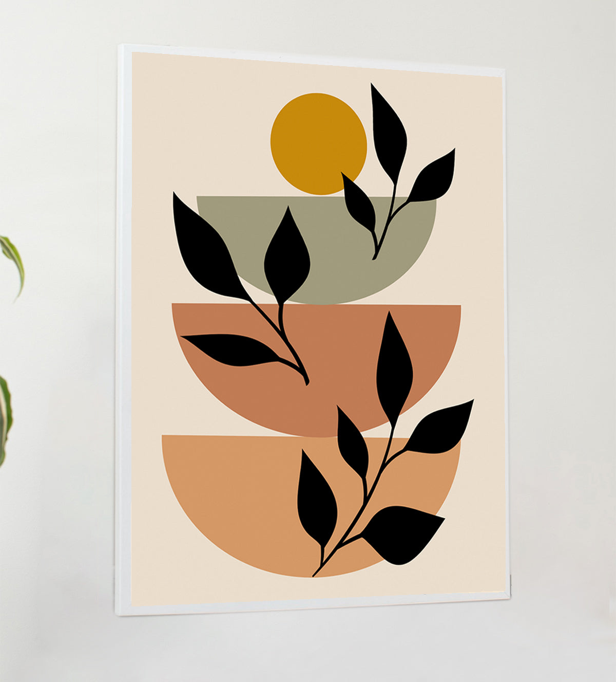 This minimalist boho art piece features a stunning blend of overlapping abstract shapes - Aartaa decor