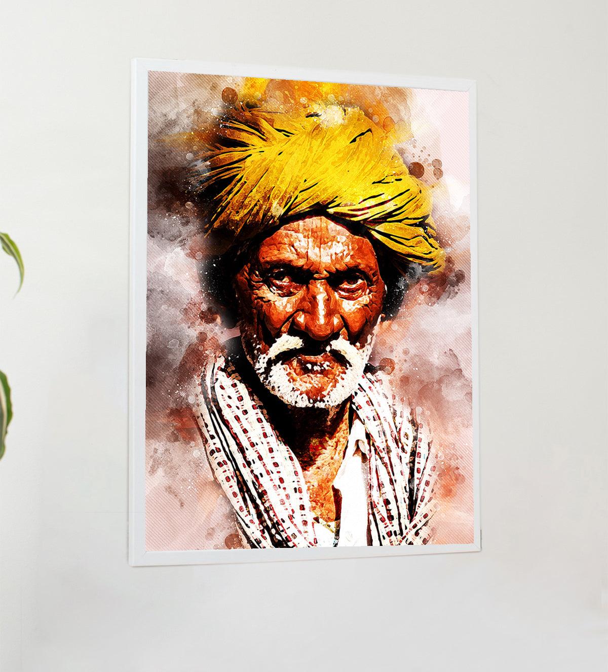 Old Man with a Striking Skin Texture Wall Painting - Aartaa decor