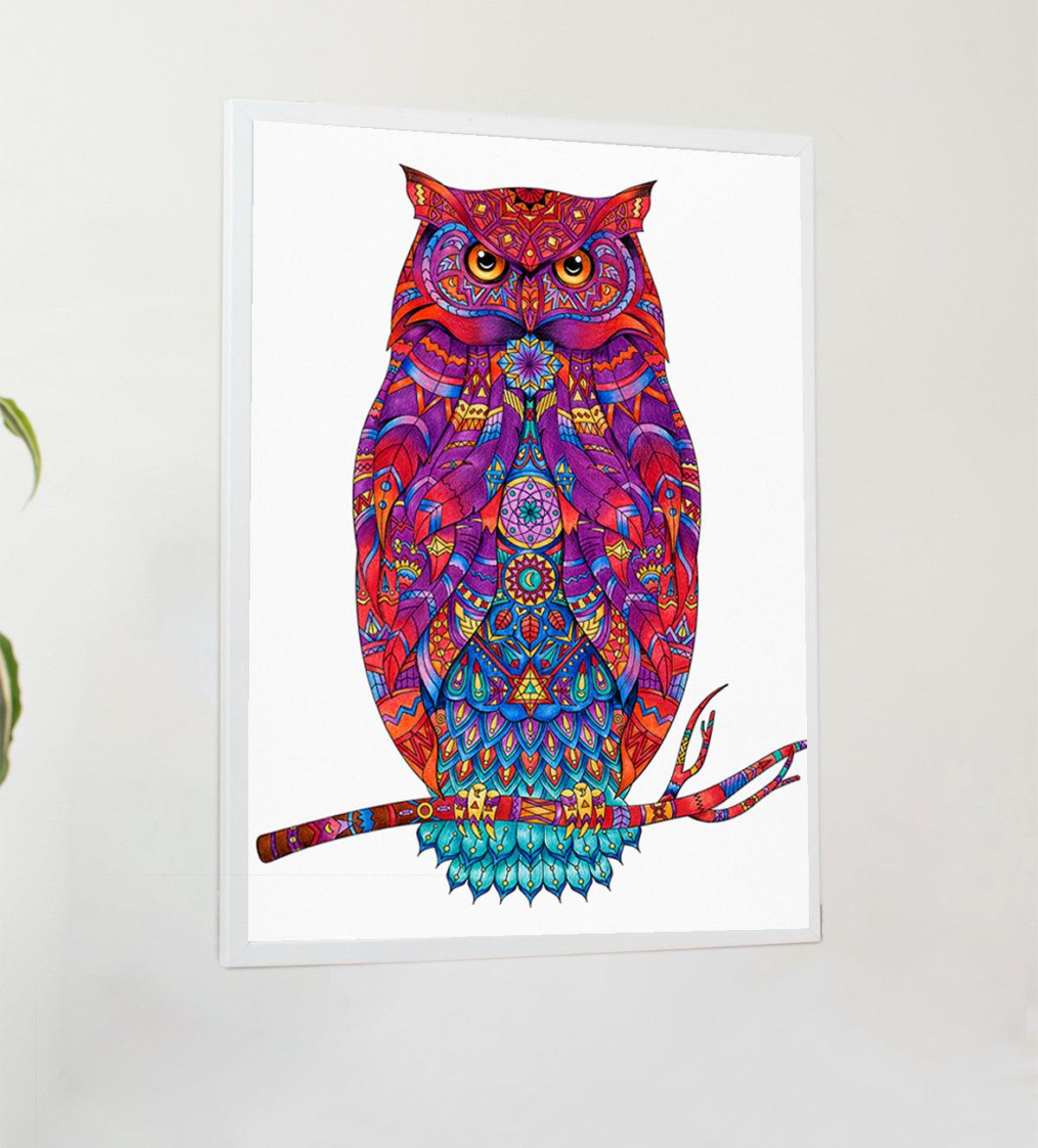 wall art painting of a vibrant owl - Aartaa decor