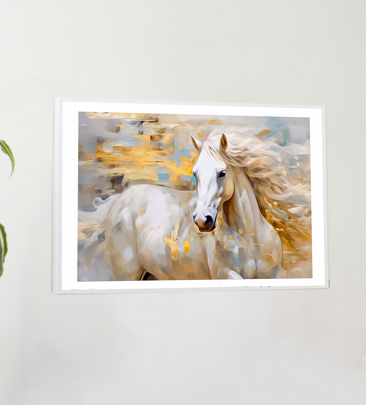 Energy and grace of a galloping white horse - Aartaa decor