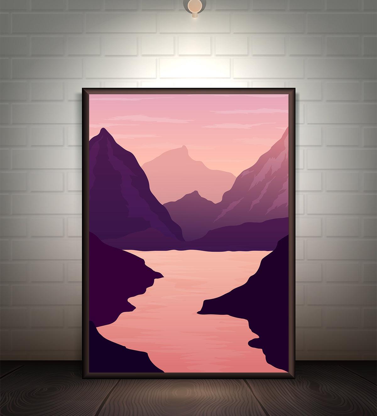 •	Stunning mountain landscape Warm Pink Look - Aartaa decor