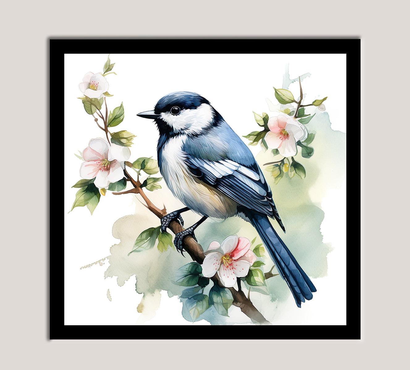 Painting of a Delightful Blue Bird - Aartaa decor