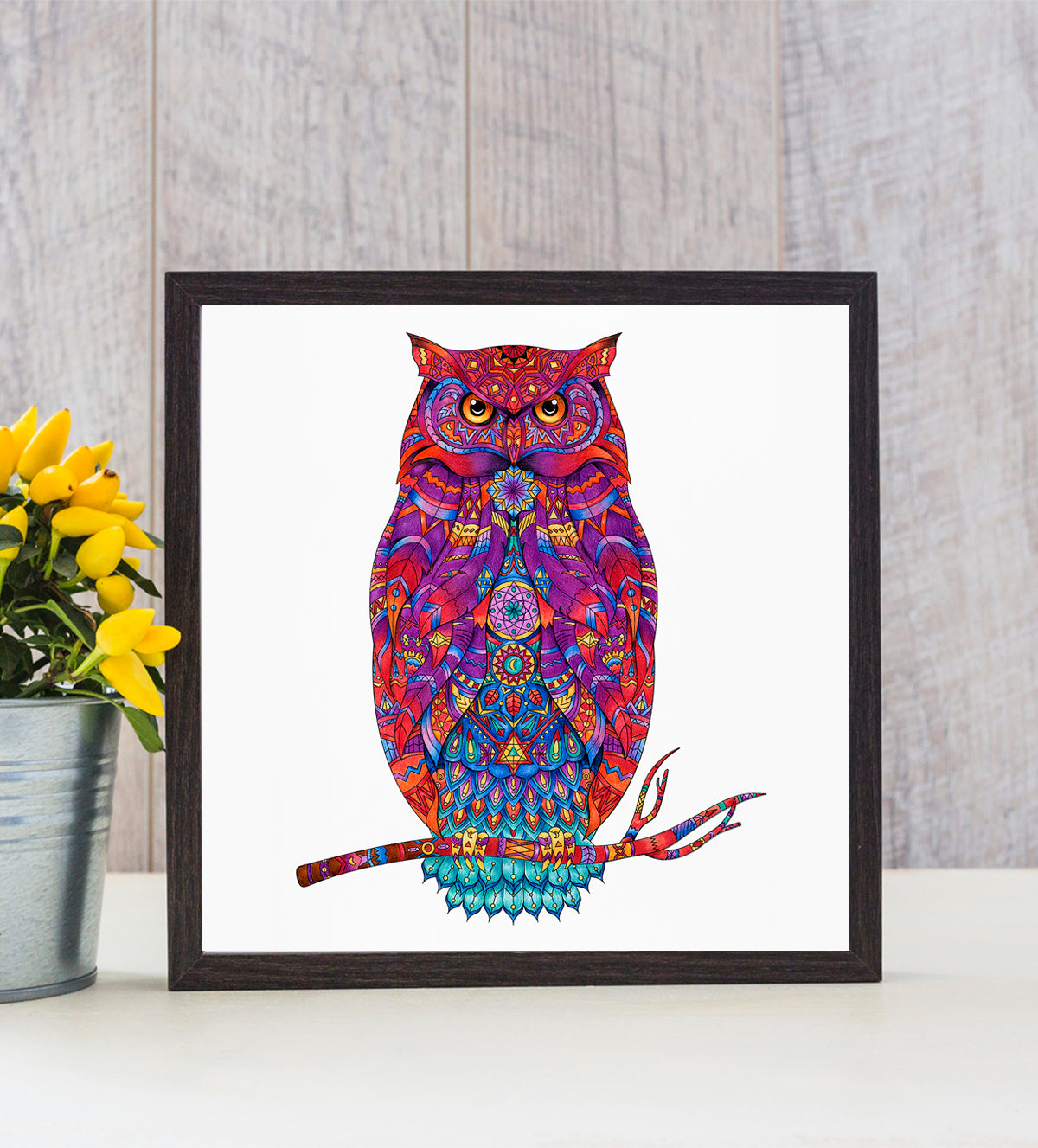 captivating wall art painting of a vibrant owl - Aartaa decor