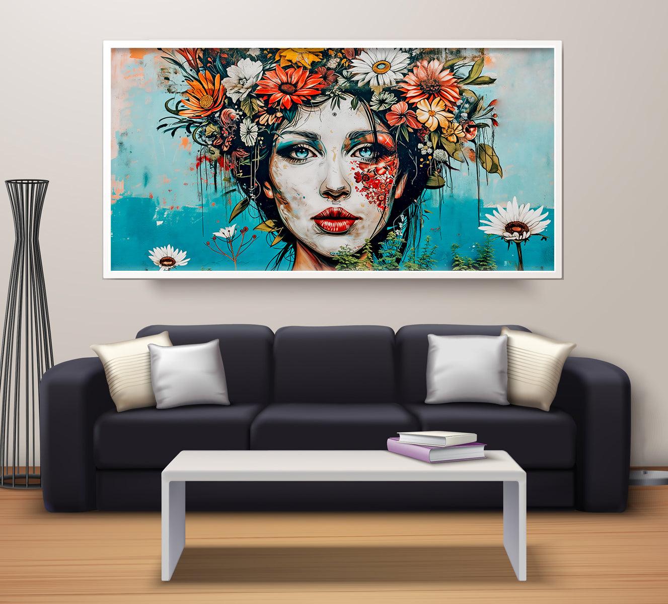 beauty and grace of our digital illustration, featuring a young woman - Aartaa decor