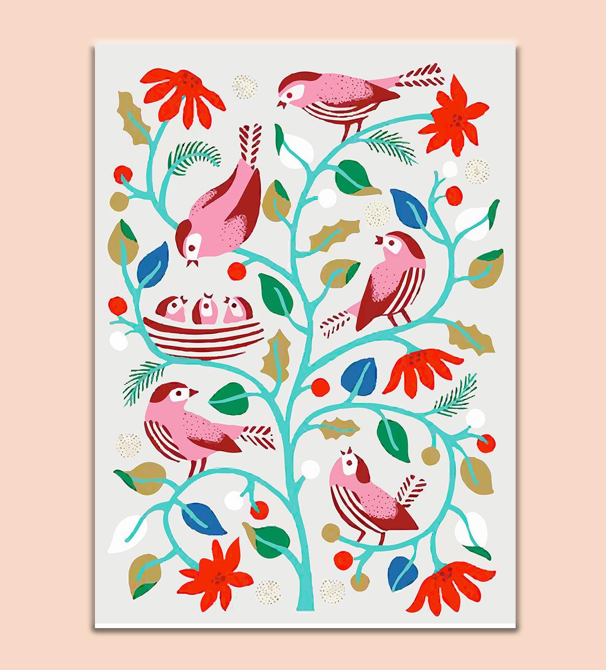 Discover “A Gathering of Birds,” an exquisite artwork symbolizing unity in diversity through its vibrant portrayal of birds in their natural habitat—a perfect addition to any space seeking harmony and natural beauty. - Aartaa decor - Aartaa decor