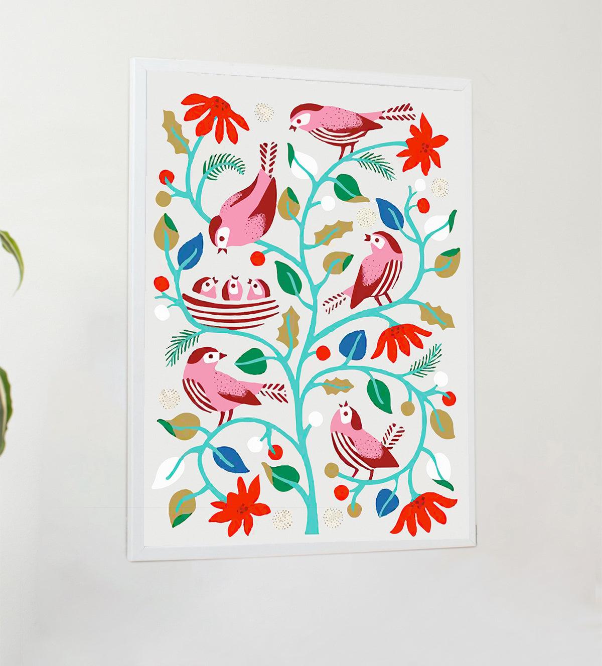 Discover “A Gathering of Birds,” an exquisite artwork symbolizing unity in diversity through its vibrant portrayal of birds in their natural habitat—a perfect addition to any space seeking harmony and natural beauty. - Aartaa decor