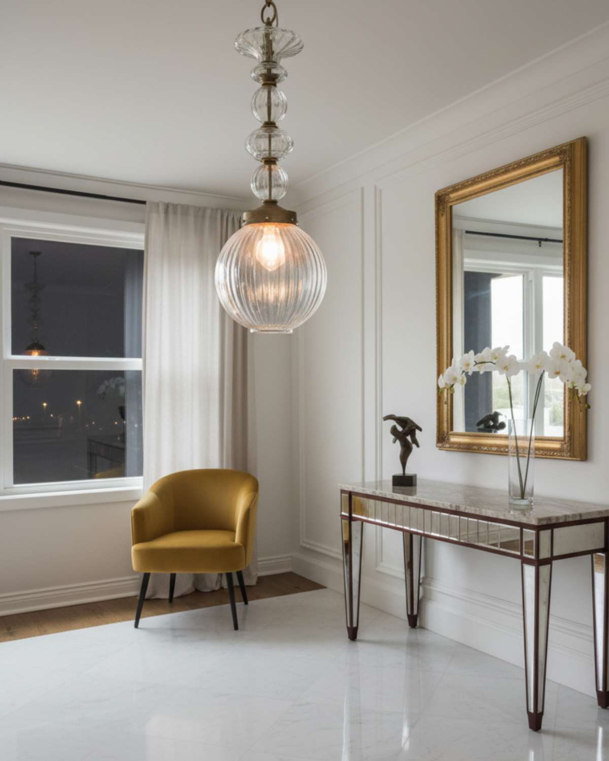 Anantya Brass & Crystal Pendant Light