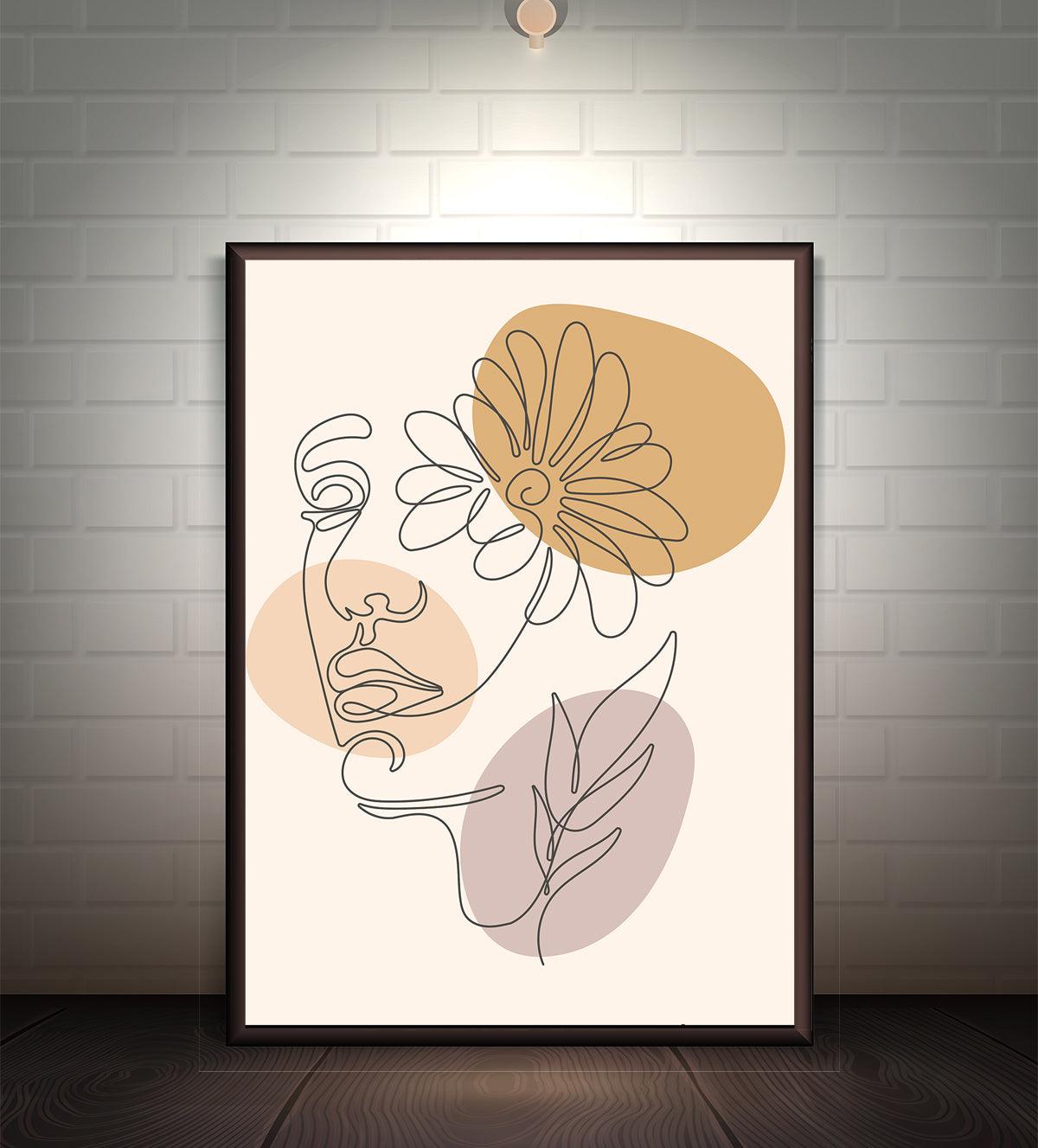 Atural Beauty and Tranquility of line Art Femal Face - Aartaa decor