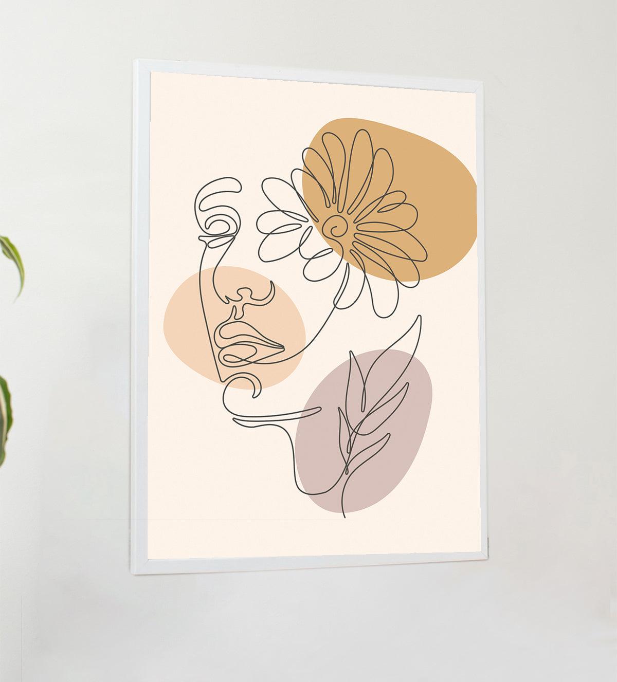 Atural Beauty and Tranquility of line Art Femal Face - Aartaa decor