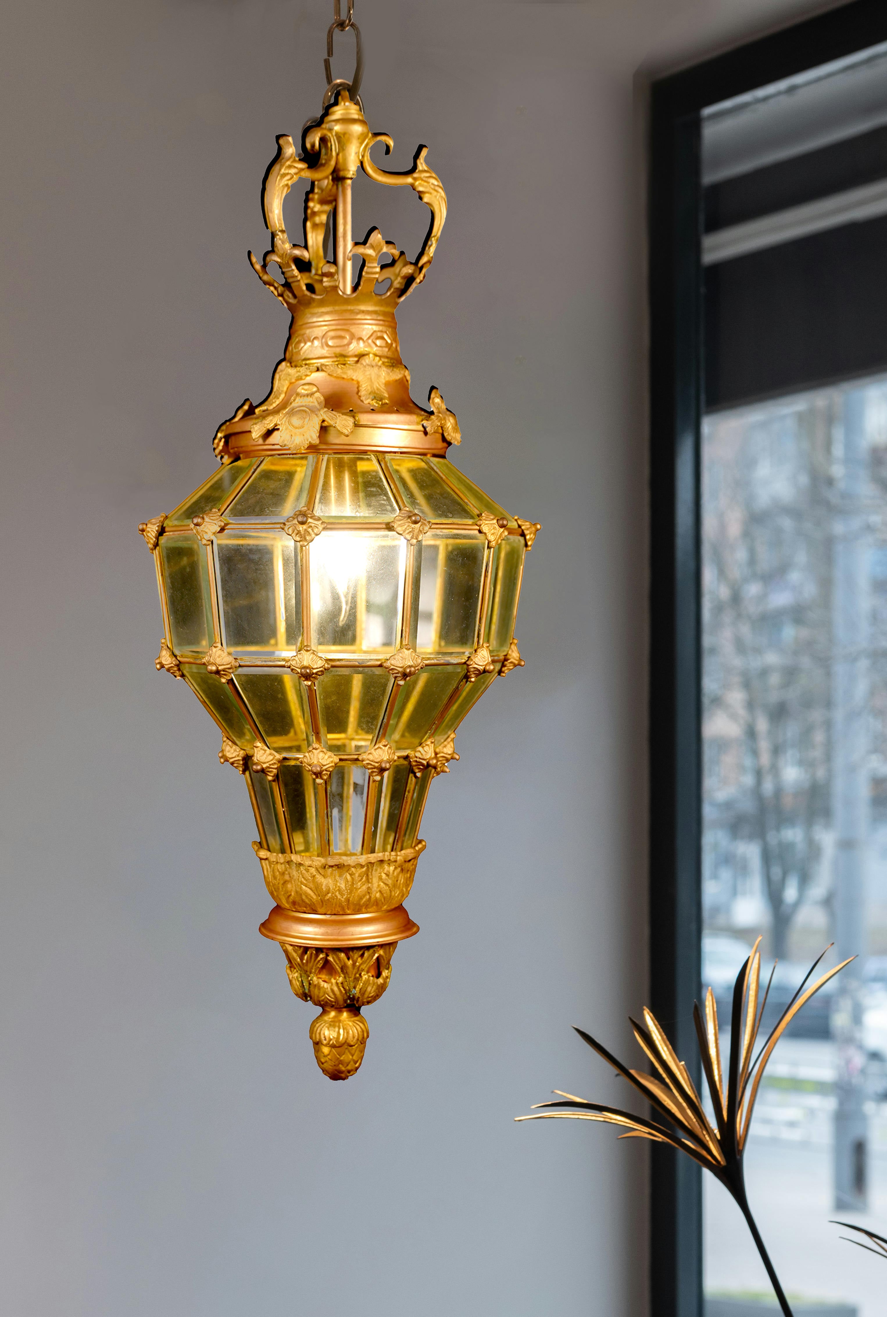 Baroque Gold Majestic Lantern Pendant Light with intricate gold detailing, perfect for luxurious home interiors.