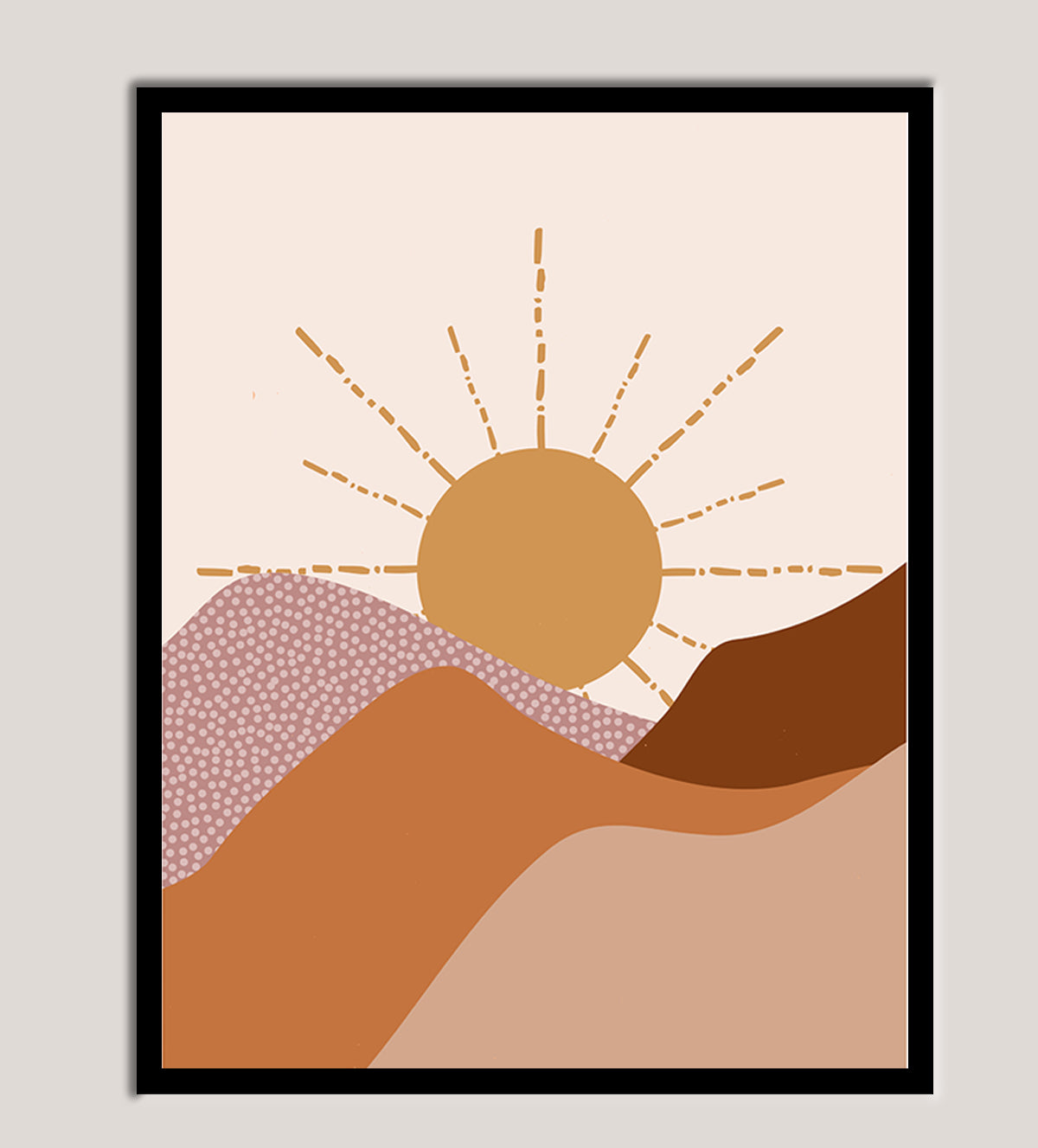 Minimalist Abstract Sunset Scene in Warm, Earthy Tones - Aartaa decor