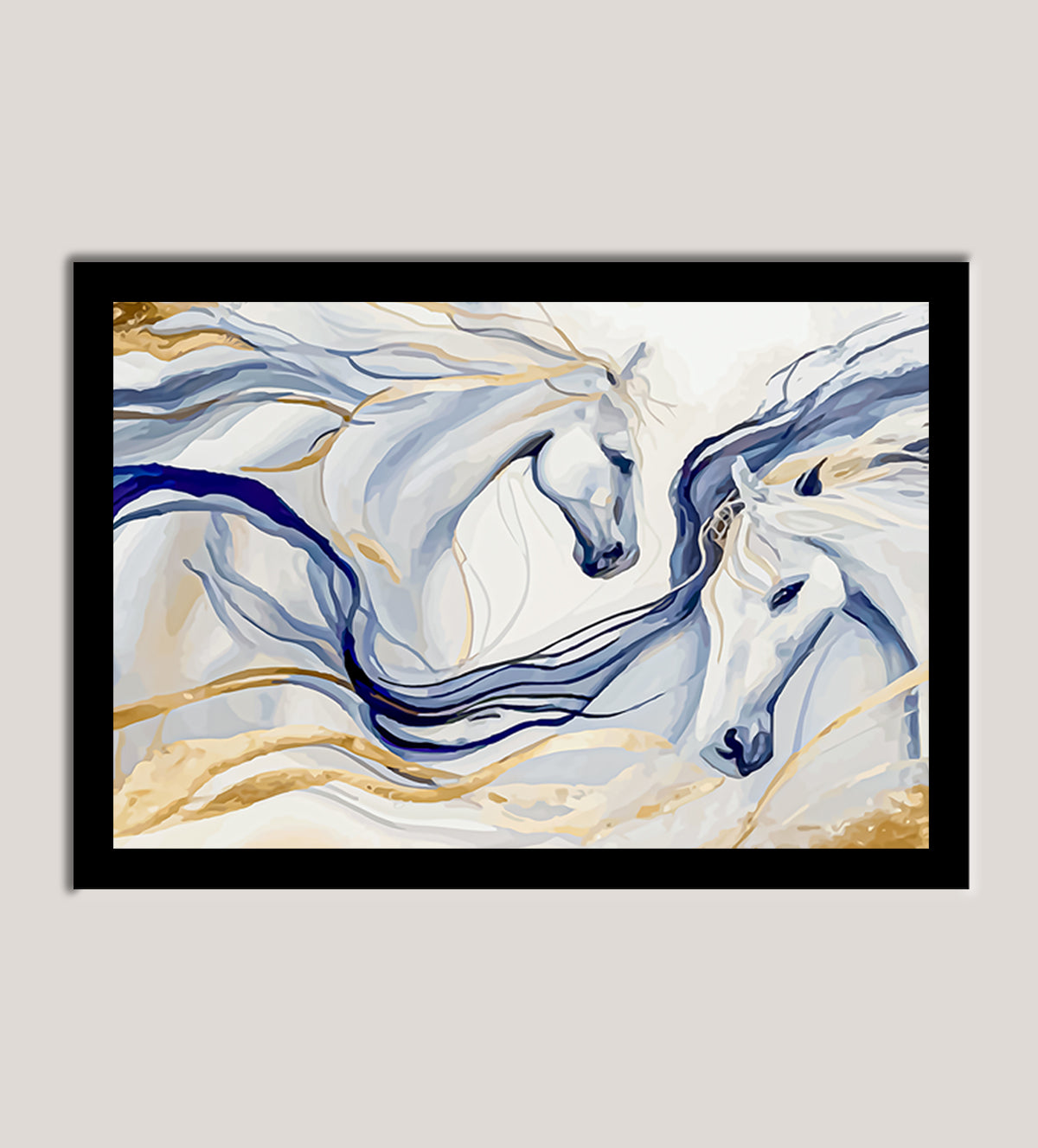 Two White Horses Running Side-by-Side - Aartaa decor