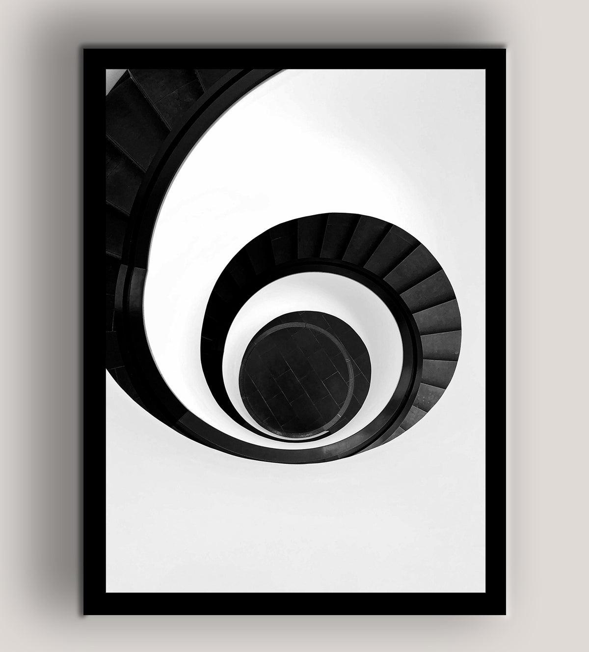 Black and White Spiral Staircase Wall Poster - Aartaa decor