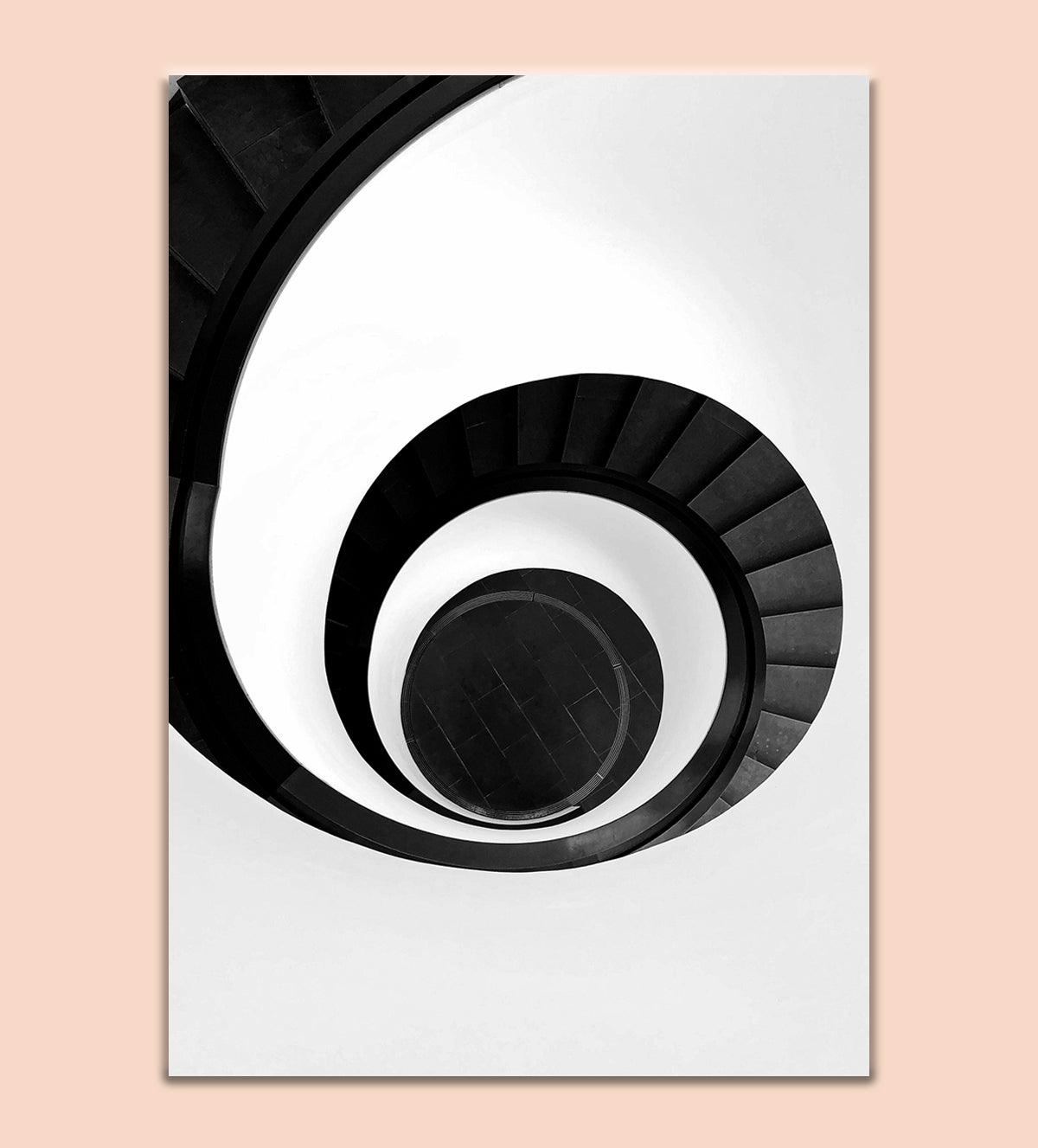 Black and White Spiral Staircase Wall Poster - Aartaa decor