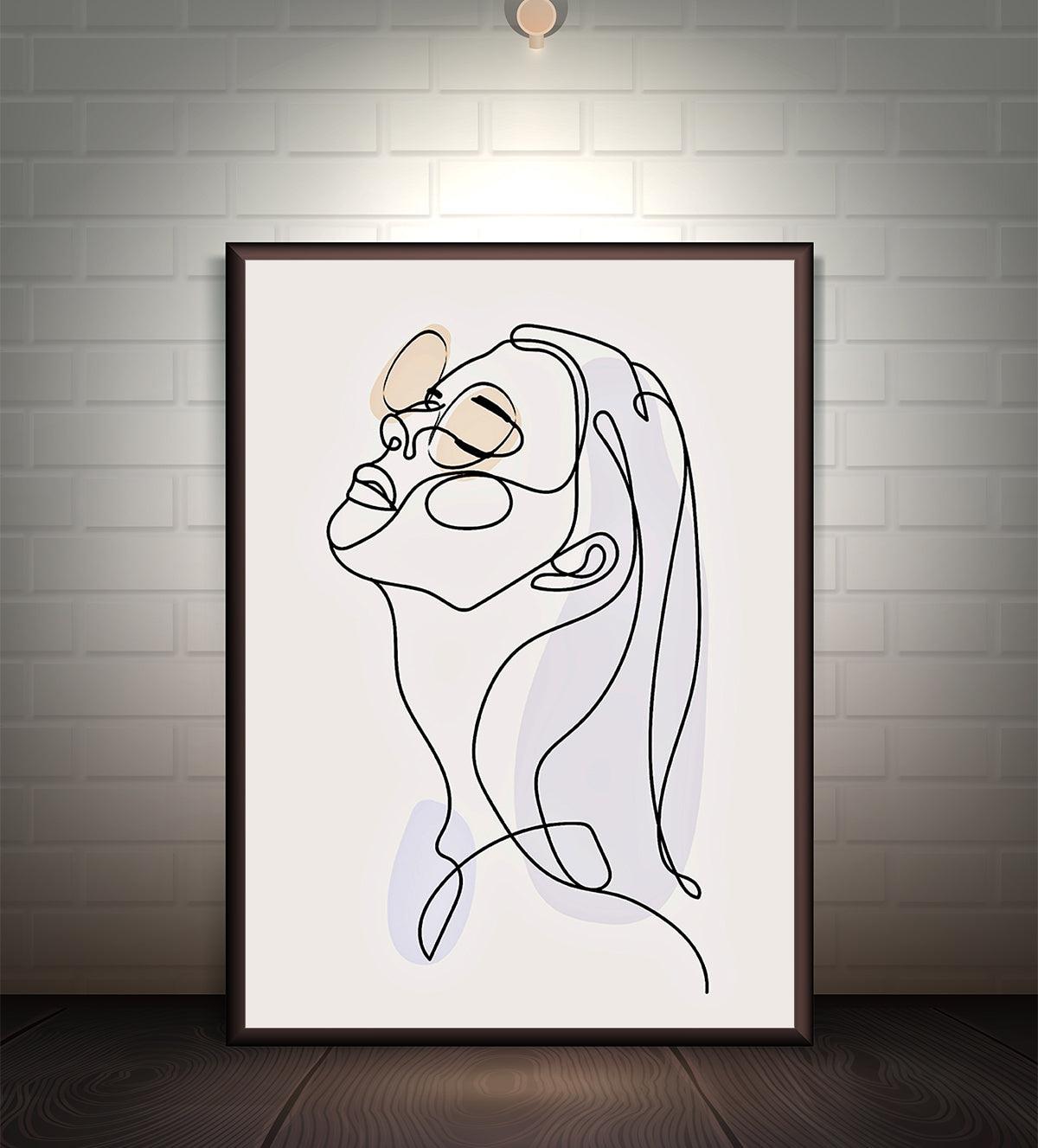 Boho Line Art Wall Painting Of Girl - Aartaa decor