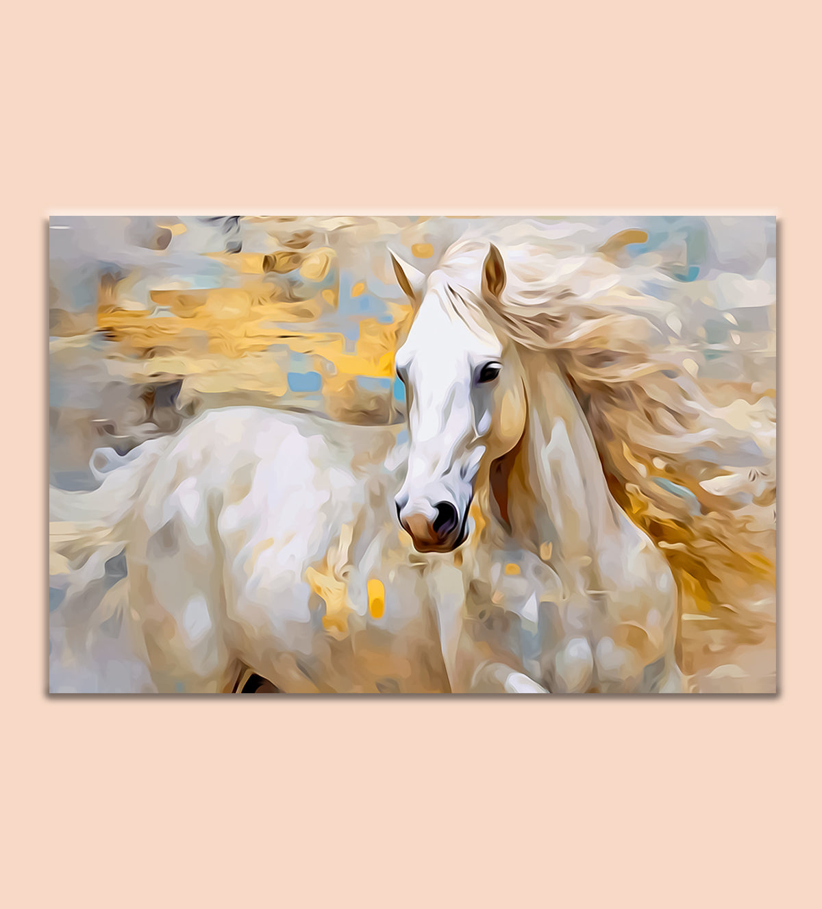 Energy and grace of a galloping white horse - Aartaa decor