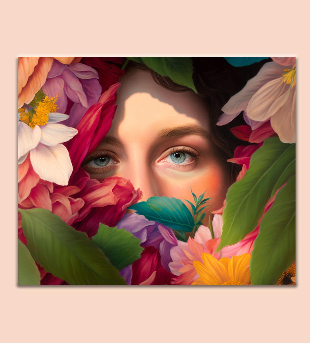 Stunning floral artwork with a hidden face Of Girl - Aartaa decor