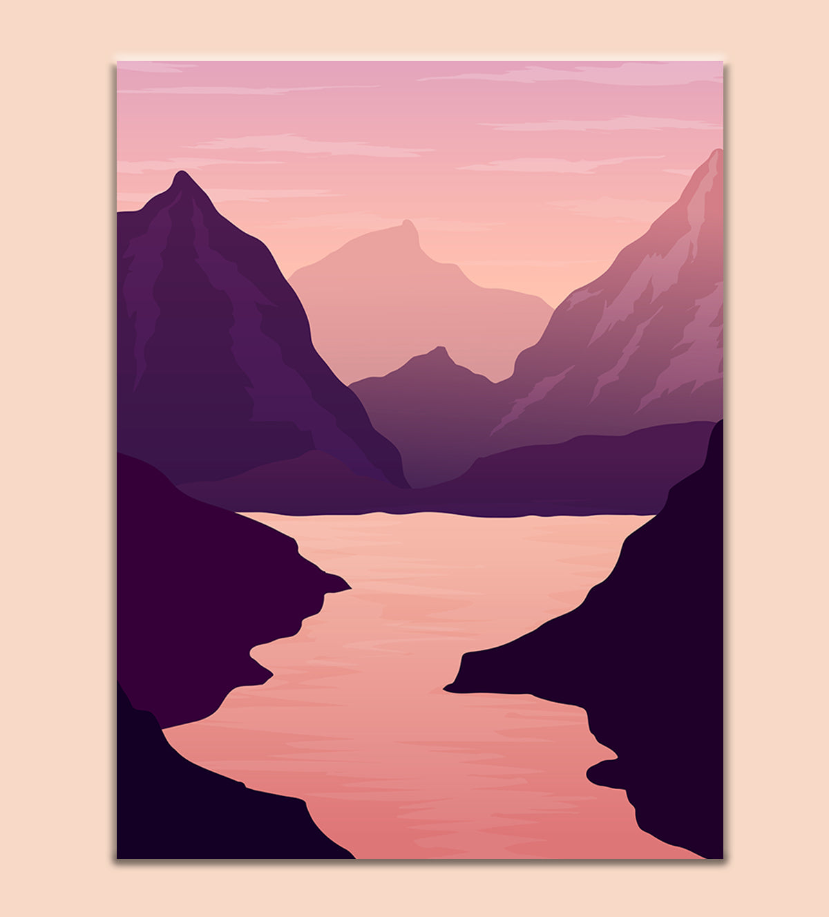 •	Stunning mountain landscape Warm Pink Look - Aartaa decor