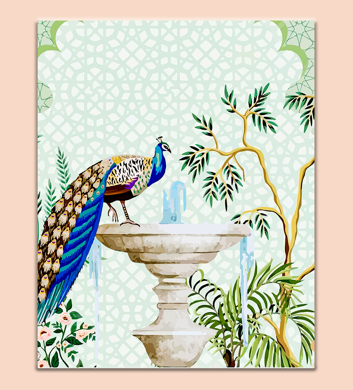 Mughal royalty in your home with this stunning peacock wall painting - Aartaa decor