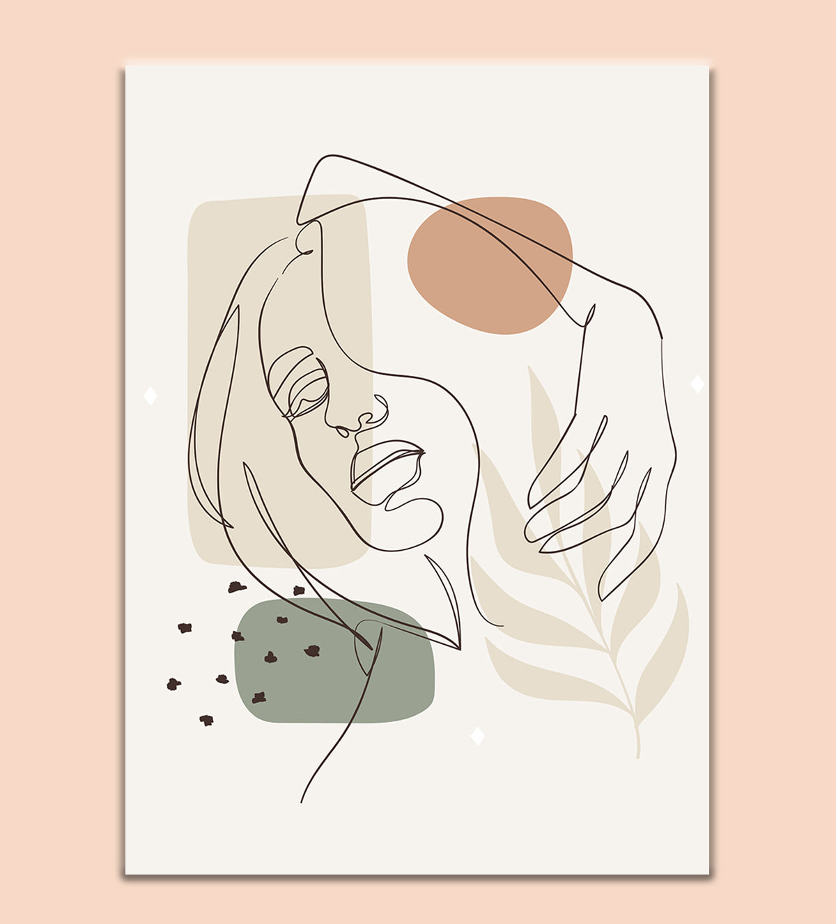 Whimsical line art of a woman's face in a relaxed, introspective pose - Aartaa decor