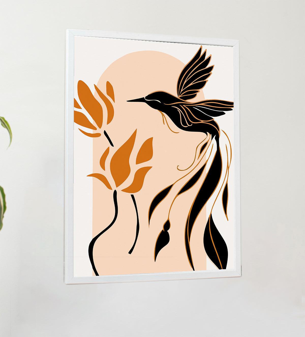 Captivating hummingbird and flower silhouette design - Aartaa decor