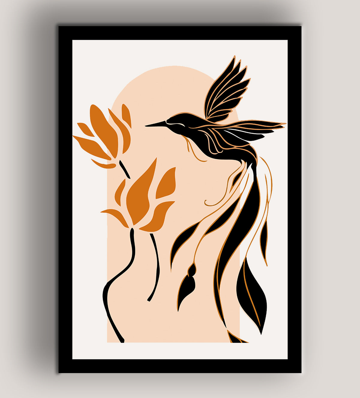 Captivating hummingbird and flower silhouette design - Aartaa decor