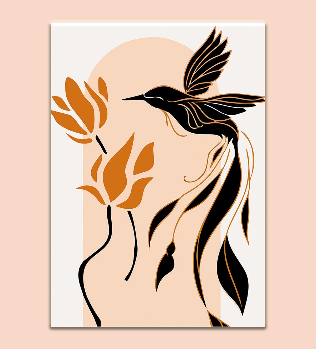 Captivating hummingbird and flower silhouette design - Aartaa decor