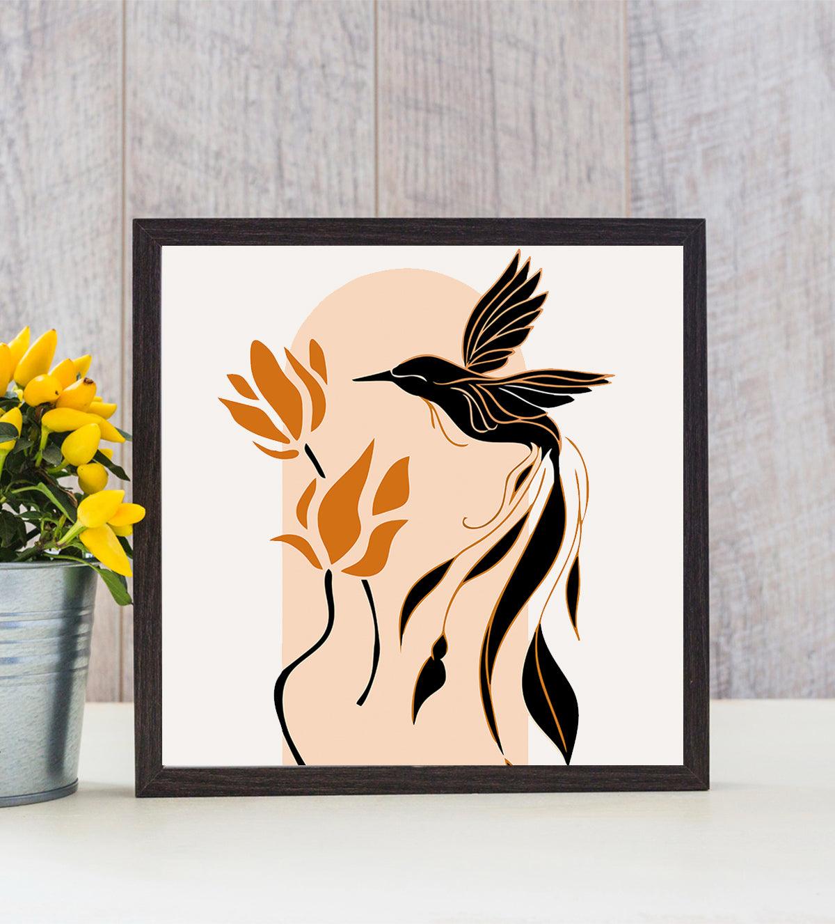 Captivating hummingbird and flower silhouette design - Aartaa decor