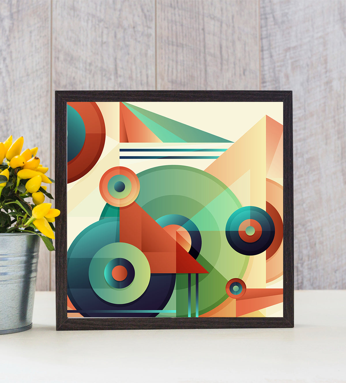 Enhance your decor with "Cosmic Rhythms," a vibrant geometric wall art that brings a splash of color and modern design to any space. Perfect for those who appreciate bold aesthetics - Aartaa decor