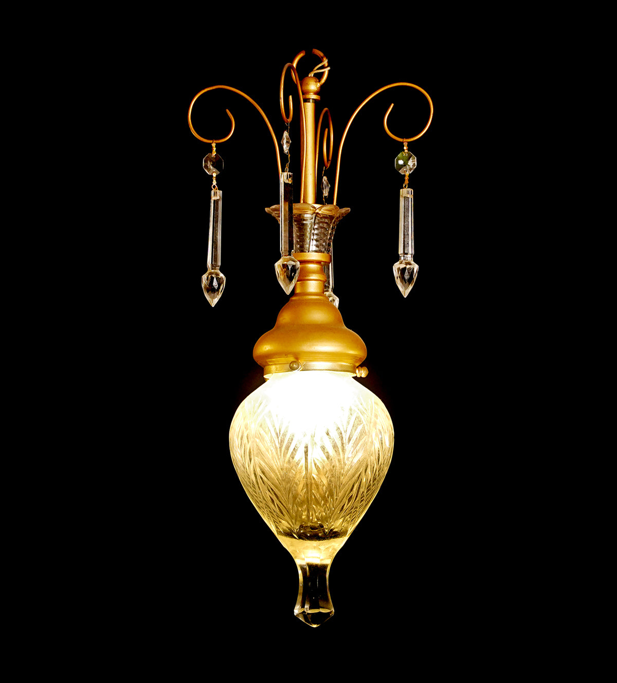 Gold and Glass Teardrop Pendant Lights with Crystal Accents - Aartaa decor