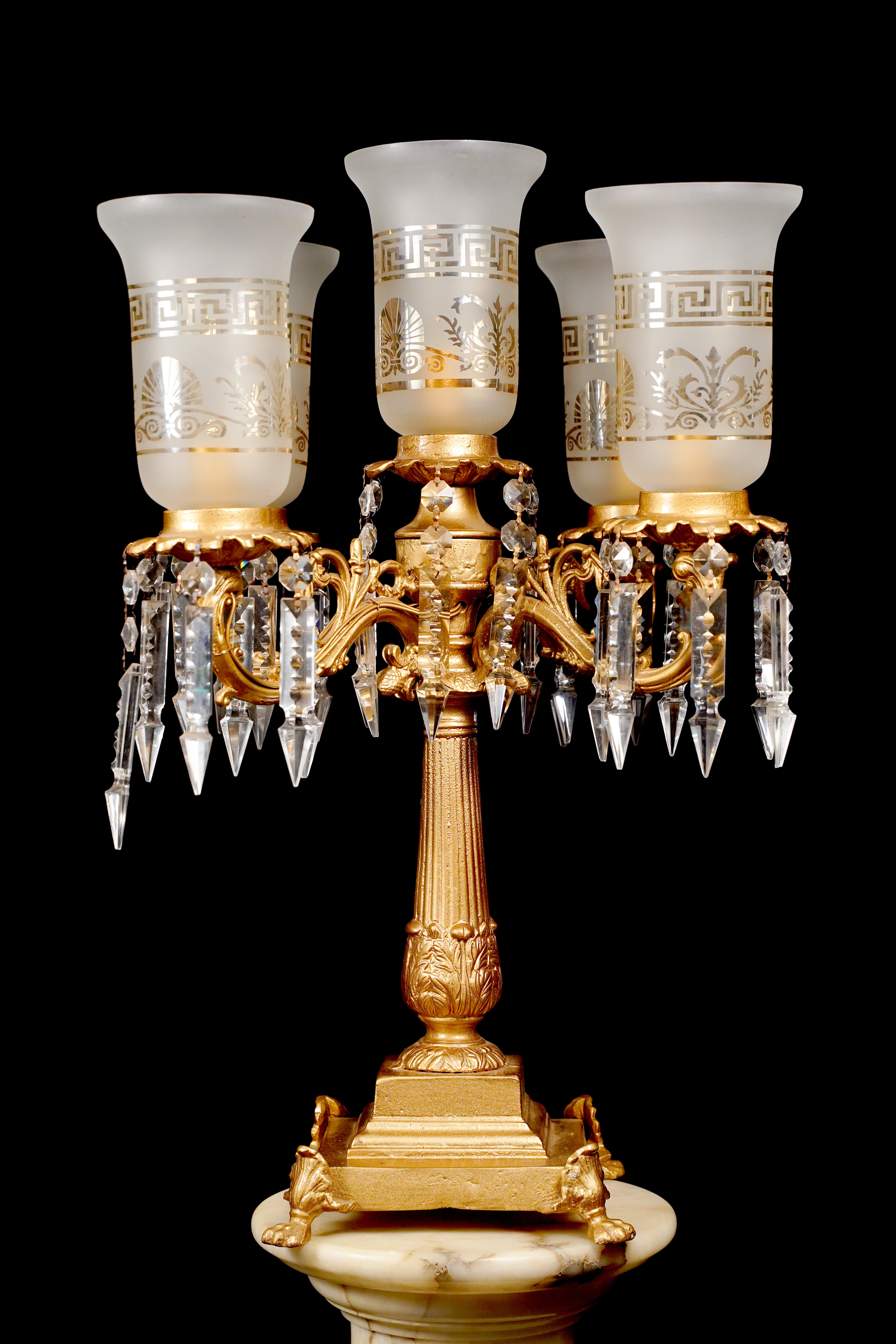 Crystal and Gold Five-Tiered Table Lamp - Aartaa decor