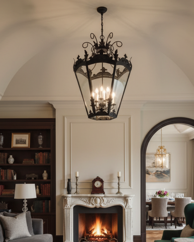 Empire Verve 12-Light Brass Lantern Chandelier handcrafted in India by Aartaa Decor