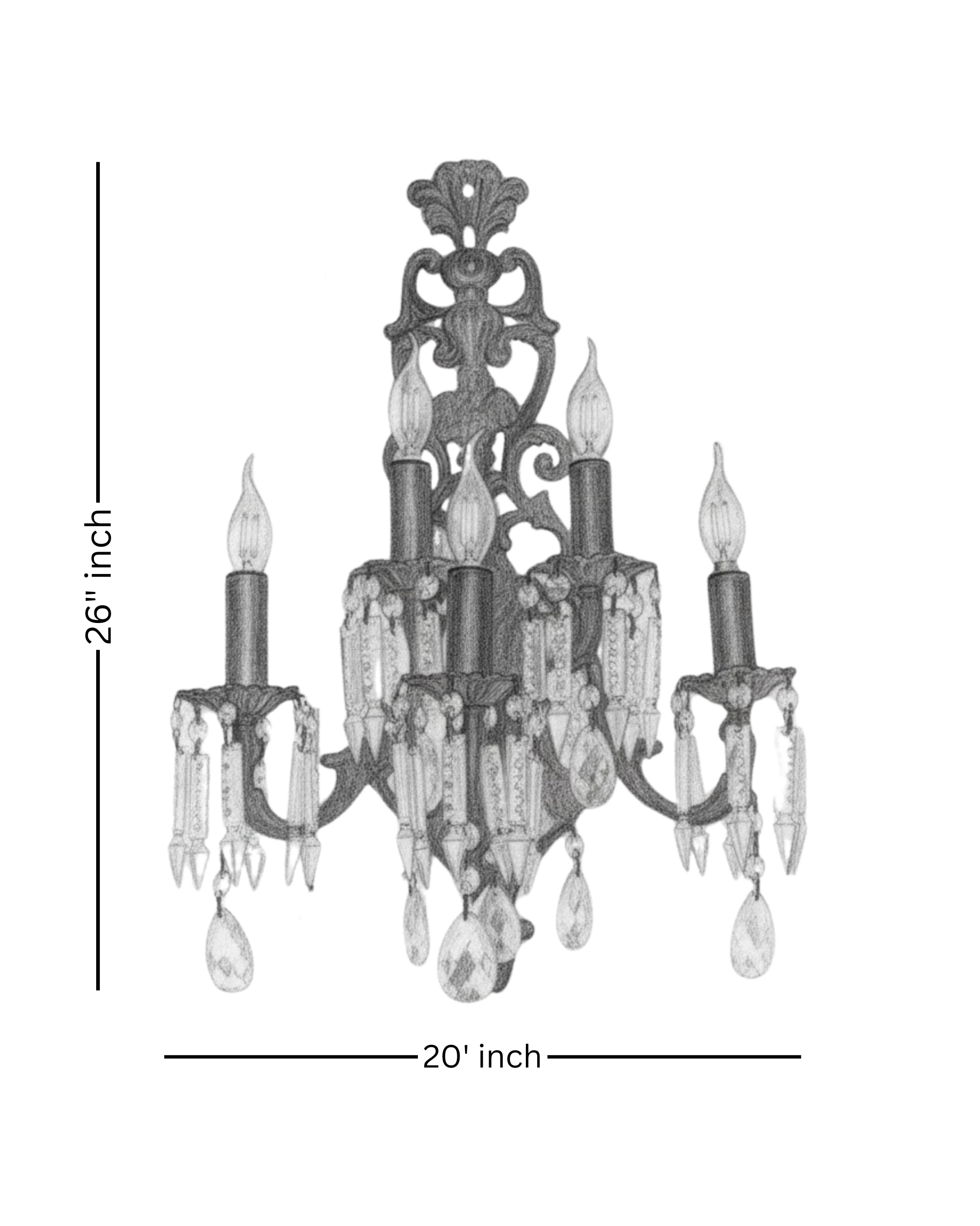 Etoile Royale Crystal Wall Sconce with antique bronze finish – 26 inch height, 20 inch width, luxury decorative wall sconce by Aartaa Decor