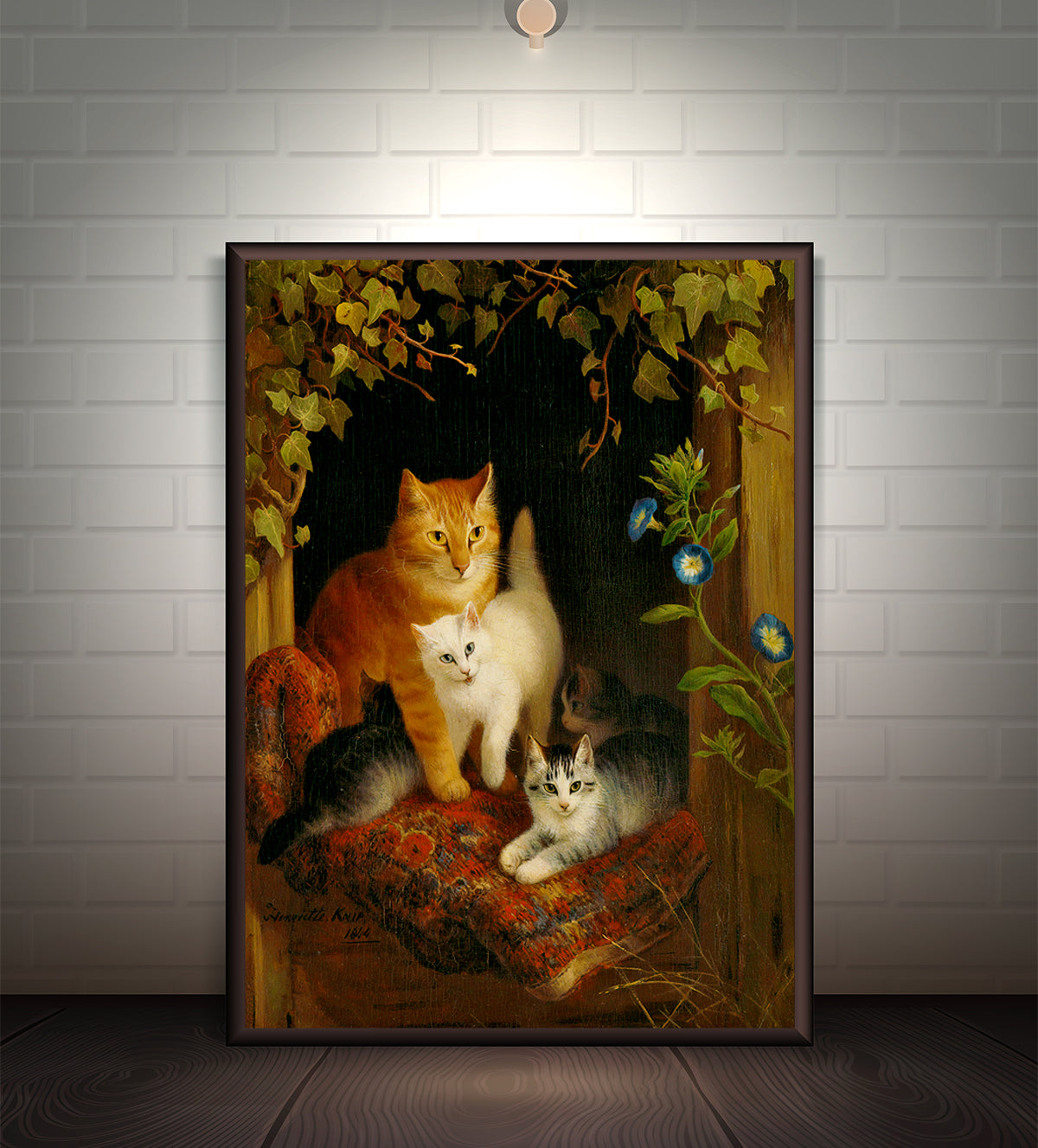 Discover Feline Serenity: A Mother’s Embrace, an enchanting depiction of maternal affection within a feline family. Perfect for adding warmth to any room, this artwork will captivate hearts with its lifelike details and soothing ambiance - Aartaa decor