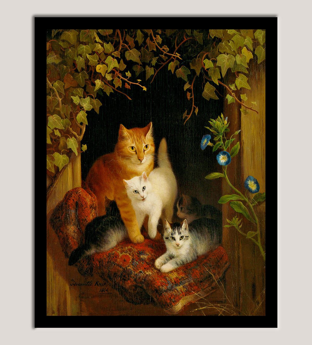 Discover Feline Serenity: A Mother’s Embrace, an enchanting depiction of maternal affection within a feline family. Perfect for adding warmth to any room, this artwork will captivate hearts with its lifelike details and soothing ambiance - Aartaa decor - Aartaa decor - Aartaa decor