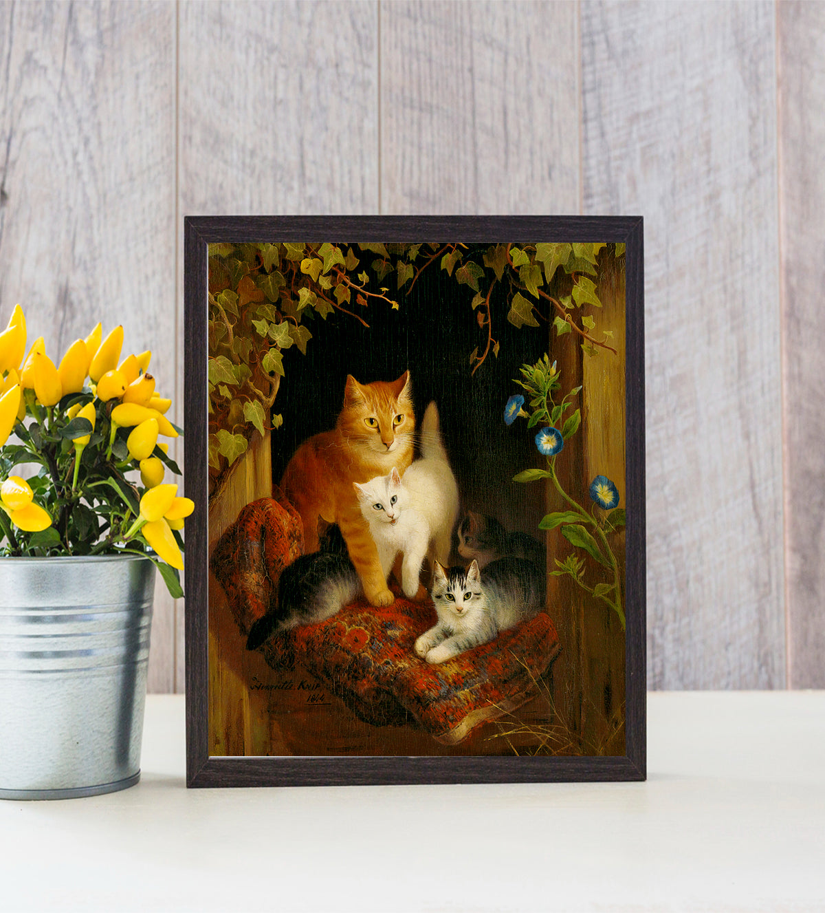 Discover Feline Serenity: A Mother’s Embrace, an enchanting depiction of maternal affection within a feline family. Perfect for adding warmth to any room, this artwork will captivate hearts with its lifelike details and soothing ambiance - Aartaa decor