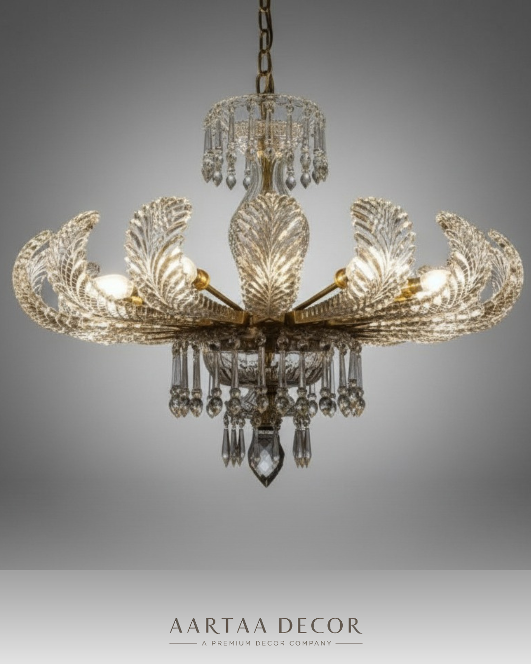 Crystal Leaf Grandeur Chandelier - Aartaa decor