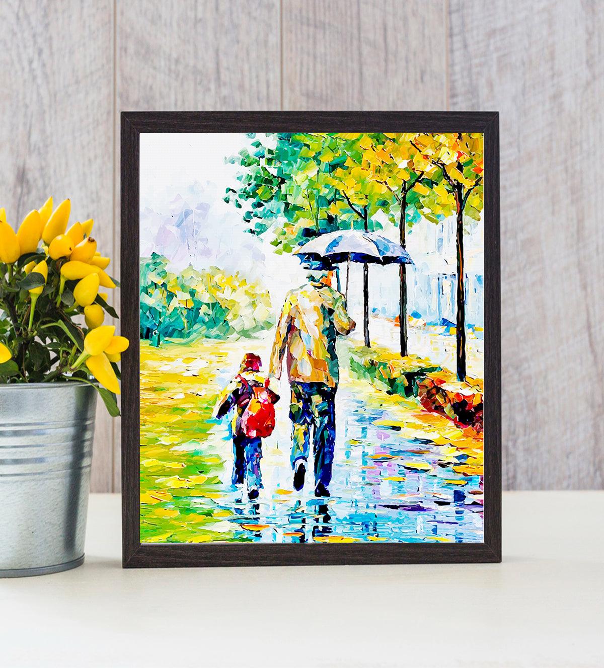 Explore "Guardians of Tomorrow," a painting that celebrates the bond between father and son while echoing a commitment to environmental care. Perfect for modern homes and offices looking to inspire change - Aartaa decor - Aartaa decor