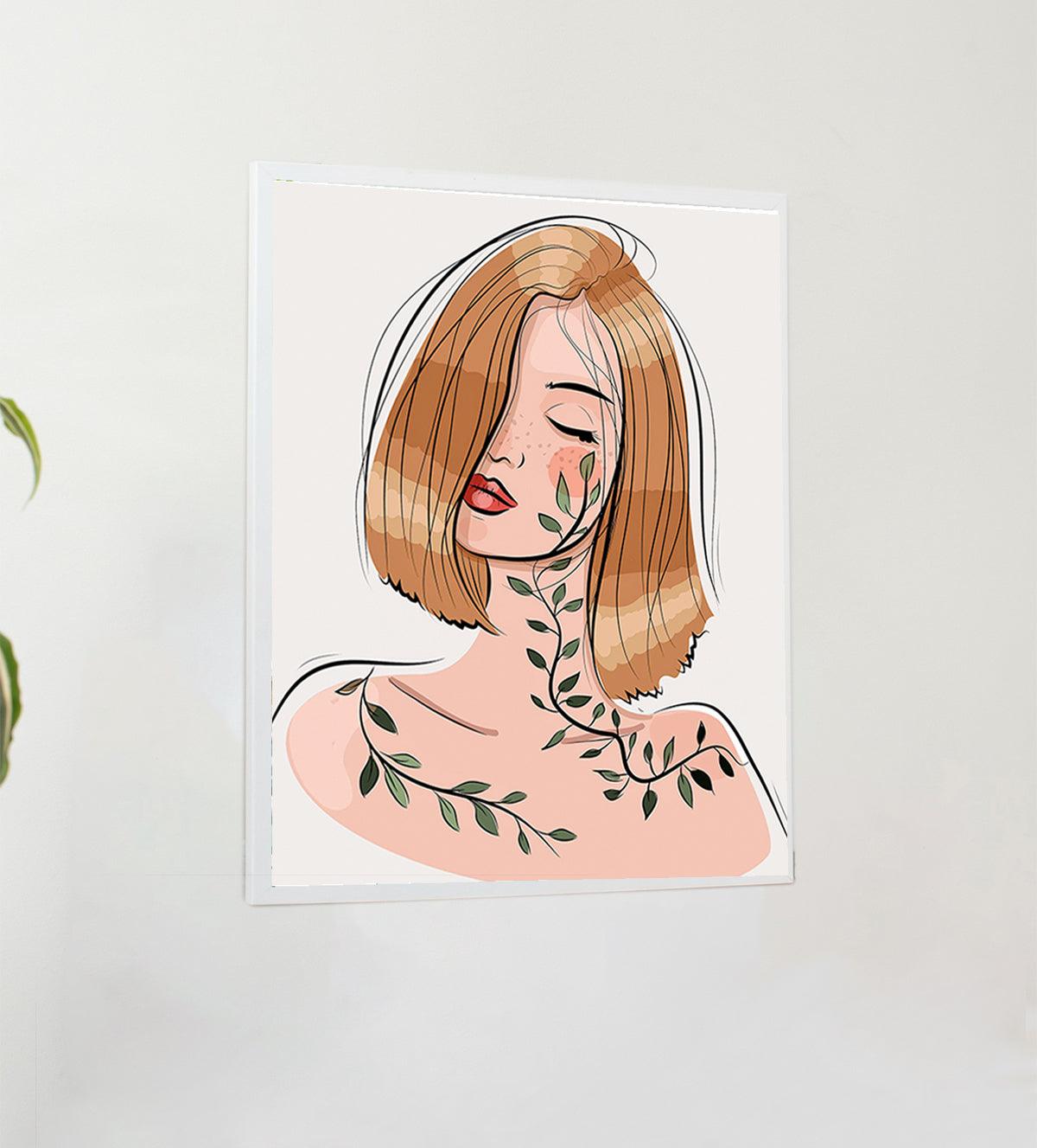 Discover 'Harmony Within: A Girl at Peace with Nature,' a serene artwork from Aartaa Decor. Perfect for adding a calming, nature-inspired touch to any room - Aartaa decor - Aartaa decor