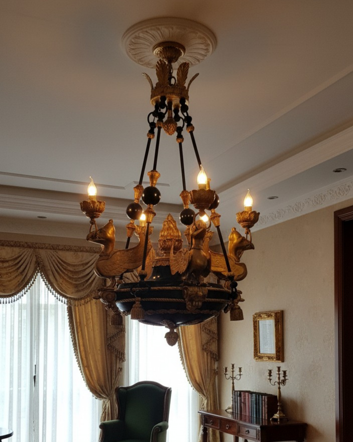 Imperial Griffin Brass Chandelier